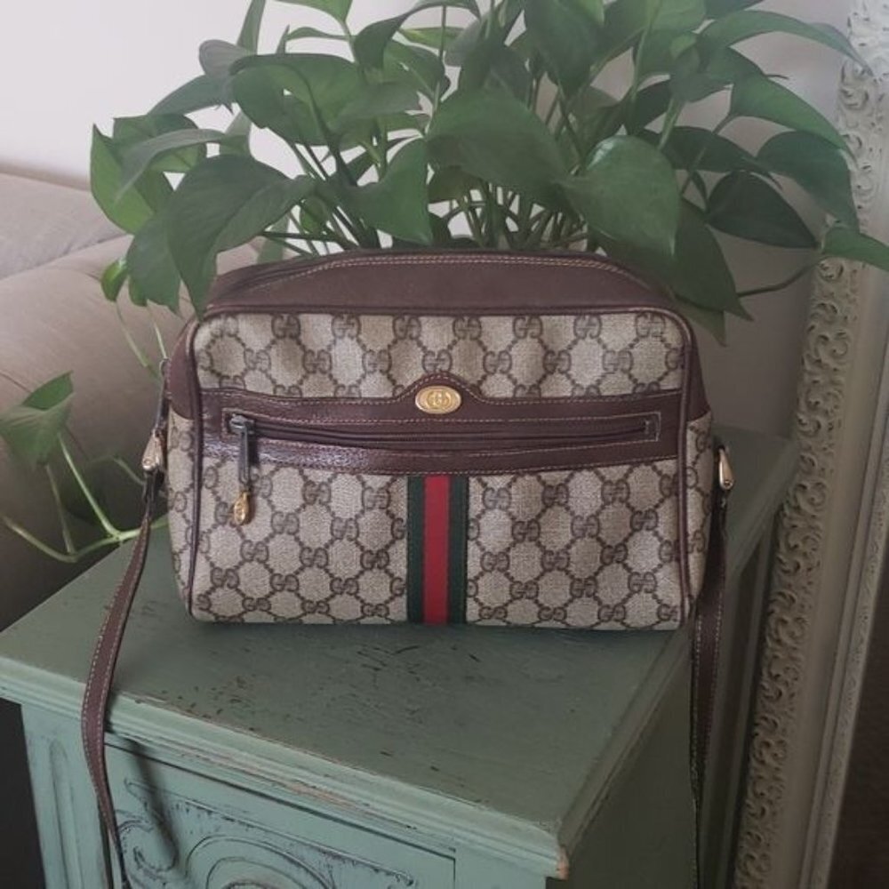 Vintage Gucci Sherry Monogram Ophidia Supreme Camera Crossbody Bag - Picture 2 of 13